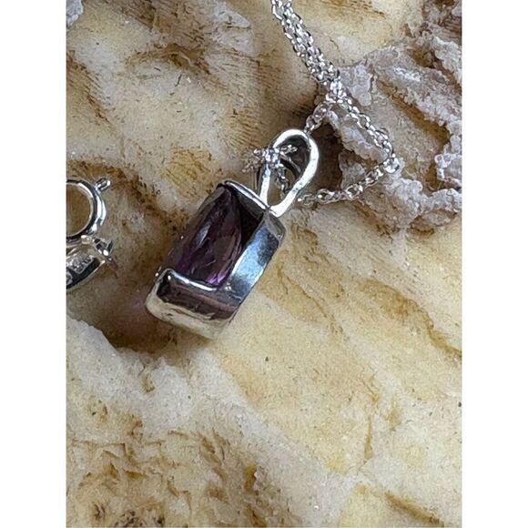 Amethyst Sterling Silver Necklace, Pendant, 18”, NEW, Handmade, Artisan - Picture 3 of 6